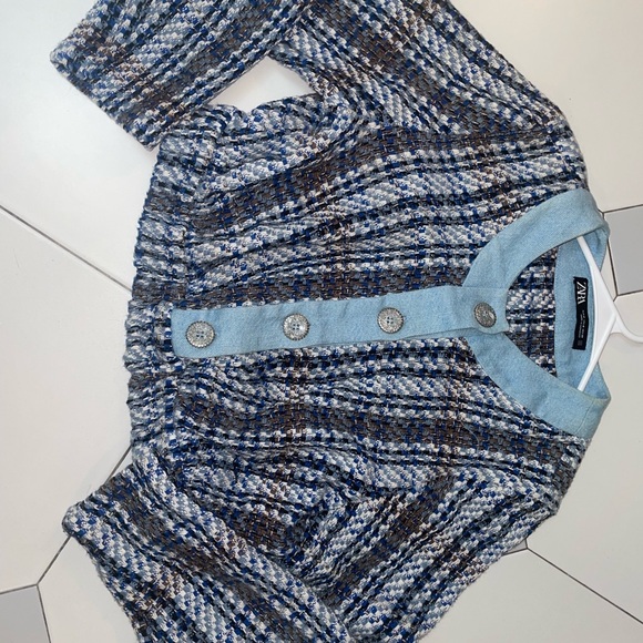 Zara Combination Textured Denim top - Picture 6 of 9